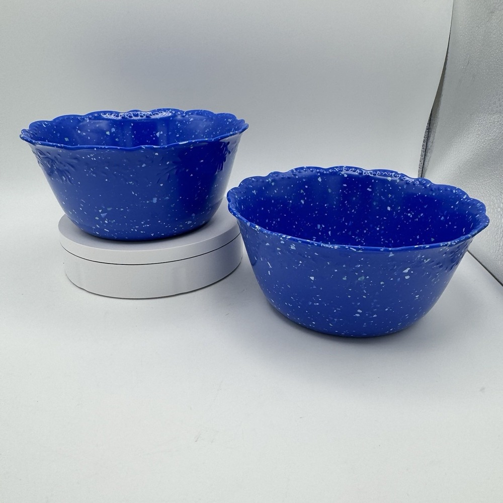 Pioneer Woman Melamine JULIETTE Blue Speckled Spatter Bowls Set Of 2
